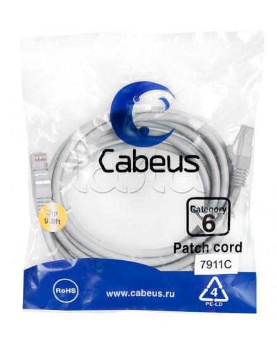 Патч-корд Cabeus PC-FTP-RJ45-CAT.6-3M-LSZH в Москве Патчкорды (медные) Pintop.ru
