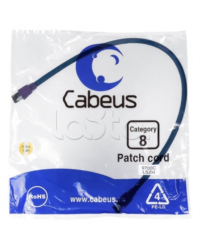 Патч-корд S/FTP Cabeus PC-SSTP-RJ45-Cat.8-0.5m-LSZH в Москве Патчкорды (медные) Pintop.ru