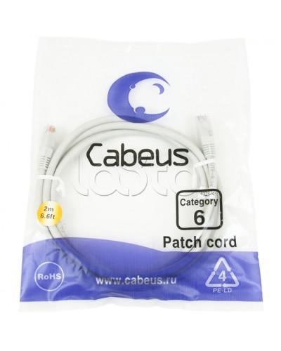 Шнур коммутационный 2xRJ-45/8P8C U/UTP кат.6 (1.5 м) Cabeus PC-UTP-RJ45-Cat.6-1.5m в Москве Патчкорды (медные) Pintop.ru
