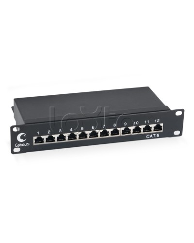 Патч-панель 10, 12 портов RJ-45 полностью экранированная, категория 6, Dual IDC Cabeus PL-12-Cat.6 10-SH-Dual IDC в Москве Патч панель Pintop.ru