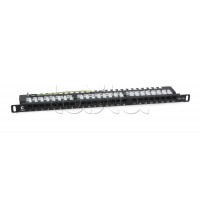 Патч-панель 19" (0,5U) 24 порта RJ-45 кат.5е Cabeus (PLHD-24-Cat.5e-Dual-90-0,5U)