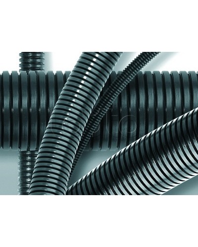 Труба ПА 6 гофр. DN7мм, ПВ-0, Dвн 6,8 мм, Dнар 10,1 мм, цвет тёмно-серый, без протяжки DKC PA600710F0 в Москве Труба гофрированная Pintop.ru