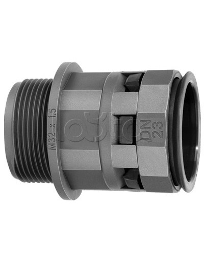 Муфта труба-коробка DN 29 мм, М40х1,5, полиамид, цвет черный DKC PAM29M40N в Москве Повороты, муфты, тройники Pintop.ru