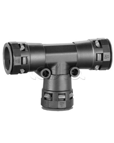 Тройник DN 17/17/17 мм, полиамид, цвет черный DKC PAT17N в Москве Повороты, муфты, тройники Pintop.ru