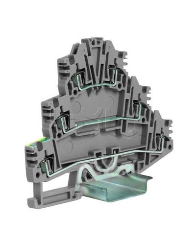 Зажим трех-уровневый c заземлением на нижнем уровне 2,5 кв.мм, серый DKC ZHL500GR в Москве Держатели, клипсы, скобы Pintop.ru