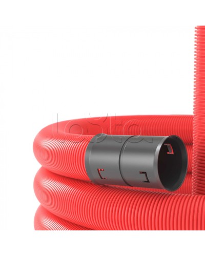 Двустенная труба ПНД D90мм без протяжки (50м уп) красная DKC (120990) в Москве Труба гофрированная Pintop.ru