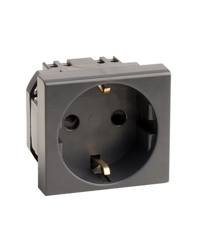 Розетка силовая 2Р+Е, со шторками, «Viva», 2 мод., цвет черный DKC (45205) в Москве Аксессуары для кабель-канала Pintop.ru