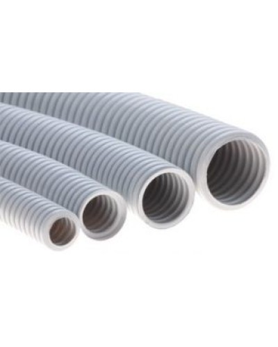Труба ПВХ гибкая гофрированная д.25мм, тяжёлая без протяжки, 50м, цвет серый DKC 90525 в Москве Труба гофрированная Pintop.ru