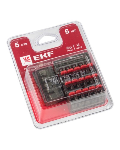 Клемма СМК 221-415 5 отверстий 0.2-4.0 мм2 блистер (5шт.) EKF PROxima (plc-smk-221-415b) в Москве Клеммные колодки Pintop.ru
