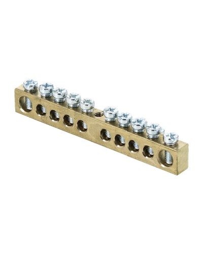 Шина PEN ноль-земля (6х9мм) 10 отверстий латунь крепеж по центру розничный стикер EKF PROxima (sn0-63-10-r) в Москве Аксессуары для стоек и шкафов Pintop.ru