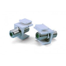 Вставка формата Keystone Jack с проходным адаптером F-типа, nickel plated, 3ГГц, ROHS, белая Hyperline (KJ1-FCON-3G-N-WH)