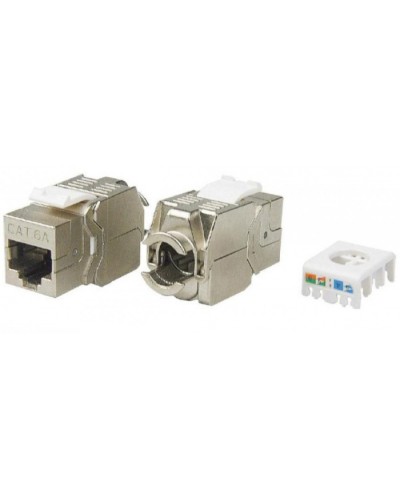 Вставка Keystone Jack RJ-45(8P8C) Hyperline KJ8-8P8C-C6A-180-TLS-SH-F-WH в Москве Модули Keystone Pintop.ru