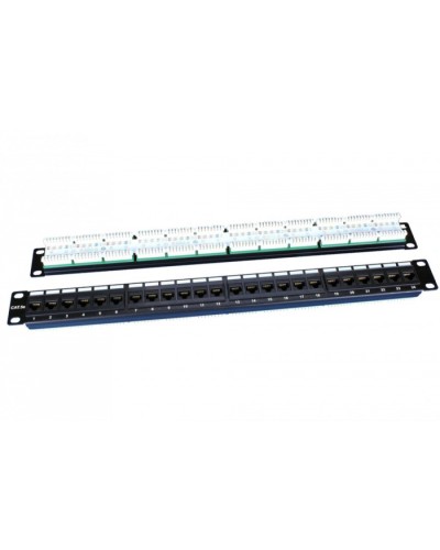 Патч-панель 19, 1U, 24 порта RJ-45, категория 5e, Dual IDC, ROHS, цвет черный Hyperline PP3-19-24-8P8C-C5E-110D в Москве Патч панель Pintop.ru