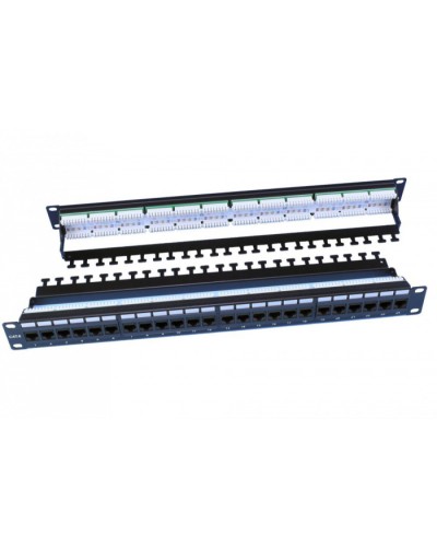 Патч-панель 19, 1U, 24 порта RJ-45, категория 6, Dual IDC, цвет черный Hyperline PP3-19-24-8P8C-C6-110D в Москве Патч панель Pintop.ru