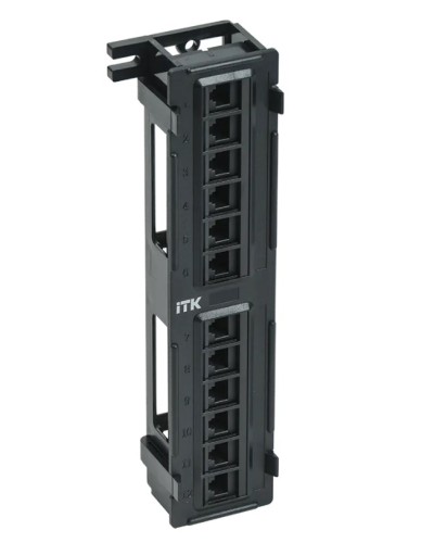 ITK Настенная патч-панель кат.5Е UTP, 12 портов (IDC Dual) (PP12-C5EU-D05) в Москве Патч панель Pintop.ru