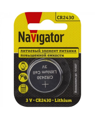 Элемент питания Navigator 93 828 NBT-CR2430-BP1 в Москве Электротехническое оборудование Pintop.ru