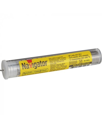 Припой Navigator 93 097 NEM-Pos01-61K-1-F10 (ПОС-61, колба, 1 мм, 10 гр) в Москве Аксессуары для кабель-канала Pintop.ru