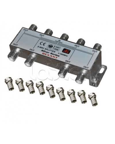 Делитель телевизионный ТВx8 + 9 шт. F BOX 5-1000 МГц Silver (5шт/уп) REXANT 05-6105 в Москве Системы видеонаблюдения Pintop.ru