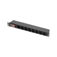 Блок электрических розеток 19" TLK TLK-RSC08-MTF-01-BK