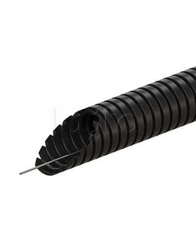Труба ПВХ гофрир. легкая, с зондом диам 25мм (1шт = 50м), цвет чёрный Экопласт (10125-50BL) в Москве Труба гофрированная Pintop.ru