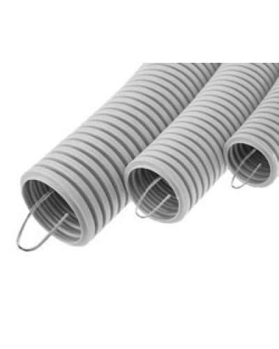 Труба гофрированная ПВХ легкая, с зондом диам. 25 мм (50м), огнестойкость E15-E90 Экопласт 10125-Е90 в Москве Труба гофрированная Pintop.ru