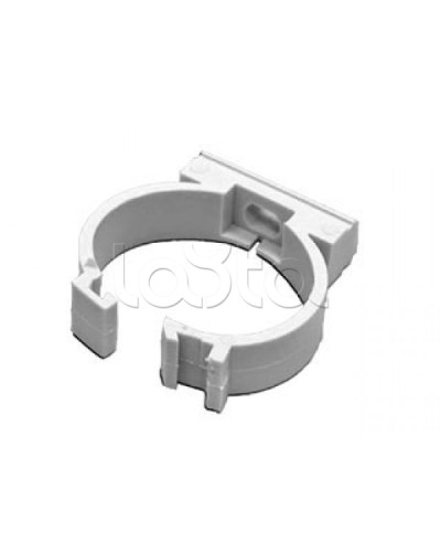 Держатель с защелкой для гофрированной или жесткой гладкой трубы D16 мм, цвет чёрный Экопласт 41616BL в Москве Держатели, клипсы, скобы Pintop.ru