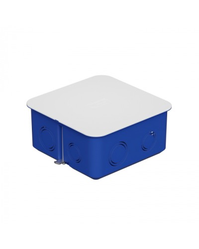 Коробка распределительная с крышкойдля г/к 100x100х50мм с металл. лапками, цвет синий IP30 Экопласт (44667) в Москве Распределительные коробки Pintop.ru