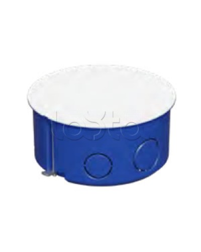 Коробка распред с крышкойдля г/к D100x50мм с металл. лапками, цвет синий IP30 (1шт) Экопласт (44668-1) в Москве Распределительные коробки Pintop.ru