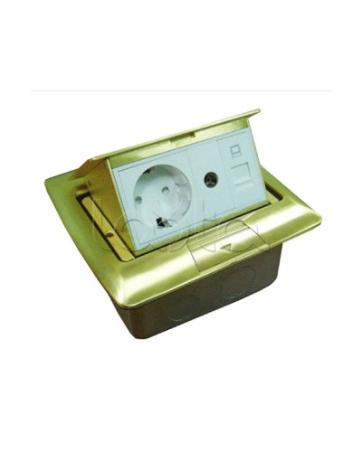 Люк встраиваемый на 1,5 модуля (45х45 мм) с коробкой, латунь, IP44 Экопласт 70023 в Москве Системы лючков и колонн Pintop.ru