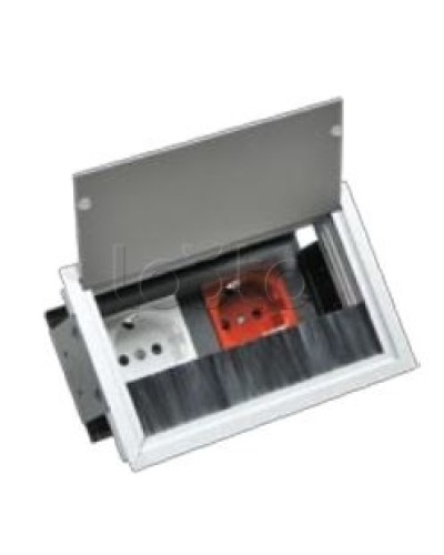 Люк настольный встраиваемый на 2 модуля (45х45мм) с крышкой, алюминий IP20 Экопласт 70042 в Москве Системы лючков и колонн Pintop.ru