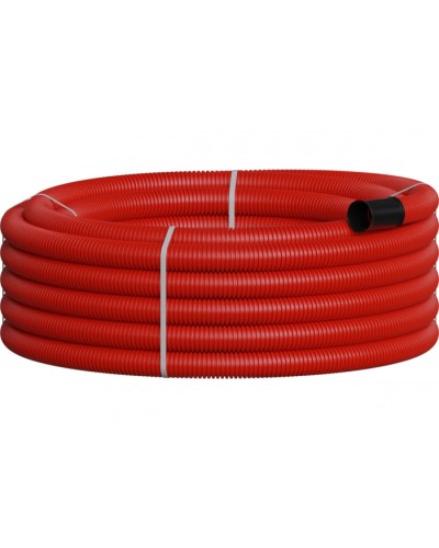 NR075 Двустенная труб.а ПНД гибкая, тип 450, SN18, с зондом, D75мм (20м) цвет красный Экопласт 801075-20 в Москве Гладкая труба Pintop.ru