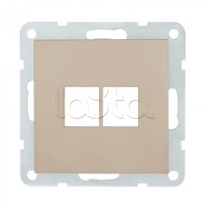 Накладка с суппортом розетки комп. и телеф. на 2 входа (шампань) БЕЗ механизма LK80 Экопласт (846206-0)