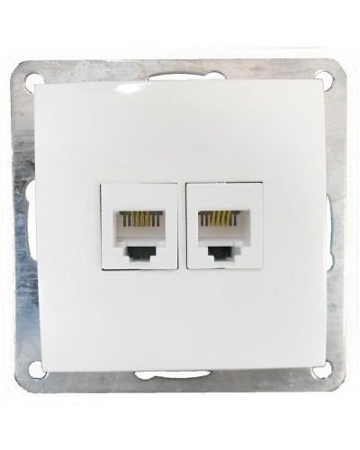 Розетка телефонная двойная 2хRJ-11 с накладкой (белый) LK60 (865604) в Москве Розетки компьютерные и телефонные Pintop.ru