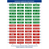 Оповещатель светоуказатель плоский (табло) Электротехника и Автоматика КРИСТАЛЛ-12 НИ "Насосная станция. Пожарный сухотруб АУП"