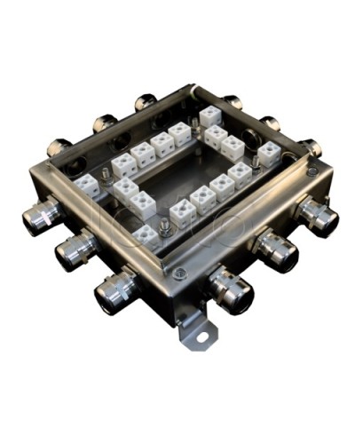 Коробка монтажная огнестойкая Гефест КМ-О (32к*10,0)-IP66 2020нерж, 12 вводов 200х200х60 в Москве Распределительные коробки Pintop.ru