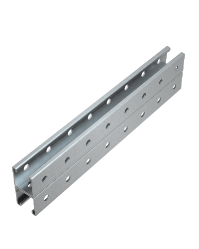 Страт-профиль двойной 41х41 L2100 мм s:3,0 (тройная перфорация) КМ-Профиль (2STPV41-41-2100 3P) в Москве Аксессуары для лотков Pintop.ru