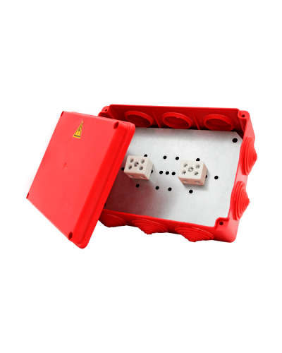 Коробка распределительная огнестойкая КРОПС-П5, IP54, габаритные размеры 190х140х70 мм, для кабелей сечением до 6 мм2, 6 клемм КМ-Профиль (FRJB-KM-P5-6-06-КРОПС-IP54) в Москве Распределительные коробки Pintop.ru