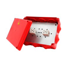 Коробка распределительная огнестойкая КРОПС-П6, IP55, габаритные размеры 240х195х90 мм, для кабелей сечением до 10 мм2, 6 клемм КМ-Профиль (FRJB-KM-P6-10-06-КРОПС-IP55)