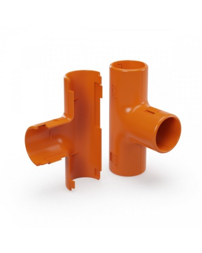 Тройник разборный оранжевый d20 мм (50шт/600шт уп/кор) Промрукав (PR13.1158) в Москве Повороты, муфты, тройники Pintop.ru