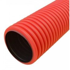 Труба гофрированная двустенная ПНД жесткая тип 750 (SN14) красная д125 6м (36м/уп) Промрукав (PR15.0077)