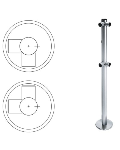 Стойка ограждения L-образная с отверстием под фиксатор, 2 муфты слева (антик серебро) Oxgard в Москве Ограждения Pintop.ru