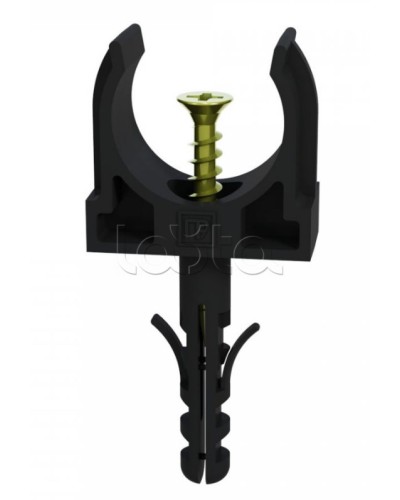 Крепеж-клипса с дюбелем и саморезом черная д20 в малой упаковке (10шт/900шт уп/кор) Промрукав (PR13.0312) в Москве Крепеж: Дюбели, шурупы, саморезы Pintop.ru