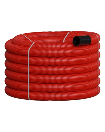 NR090 Двустенная труб.а ПНД гибкая, тип 450, SN12, с зондом, D90мм (20м) цвет красный Экопласт 801090-20 в Москве Гладкая труба Pintop.ru