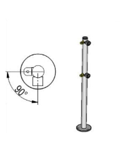 Стойка ограждения L-образная под поворотные створку и секцию 2 полупетли с крепежом, 2 муфты с крепежом справа Oxgard Стойка ограждения с 2-мя полупетлями L-образная права (ВЗР 1996.09.01) в Москве Ограждения Pintop.ru