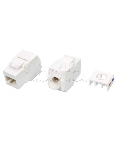 Вставка Keystone Jack RJ-45(8P8C) Hyperline KJ8-8P8C-C6-180-TLS-WH в Москве Модули Keystone Pintop.ru