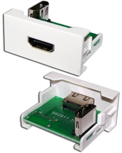 Вставка Mosaic 22.5x45 с адаптером HDMI 90 градусов, мама, белая LANMASTER (LAN-WA-LP-HD90F-WH) в Москве Коннекторы и разъемы Pintop.ru