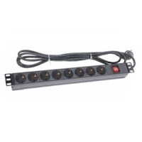 Блок розеток 1U, 8 розеток Schuko Eurolan 60A-61-01-08BL