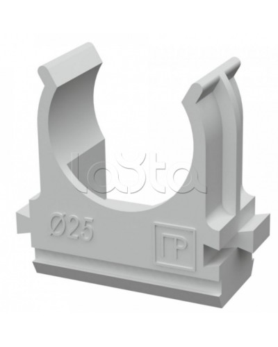 Крепёж-клипса для труб д25 безгалогенная (HF) атмосферостойкая серая (100шт/1000шт уп/кор) Промрукав (PR13.0346) в Москве Держатели, клипсы, скобы Pintop.ru