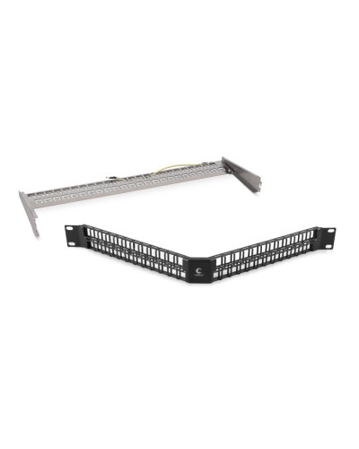 Угловая модульная патч-панель 19, 48 портов, 1U Cabeus (PLBHD-48-CON-SH) в Москве Патч панель Pintop.ru