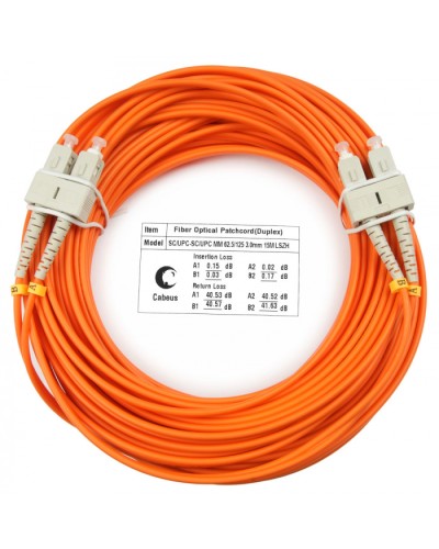 Шнур оптический duplex SC-SC 62,5/125 mm 20м LSZH Cabeus FOP-62-SC-SC-20m в Москве Патч-корды оптические Pintop.ru